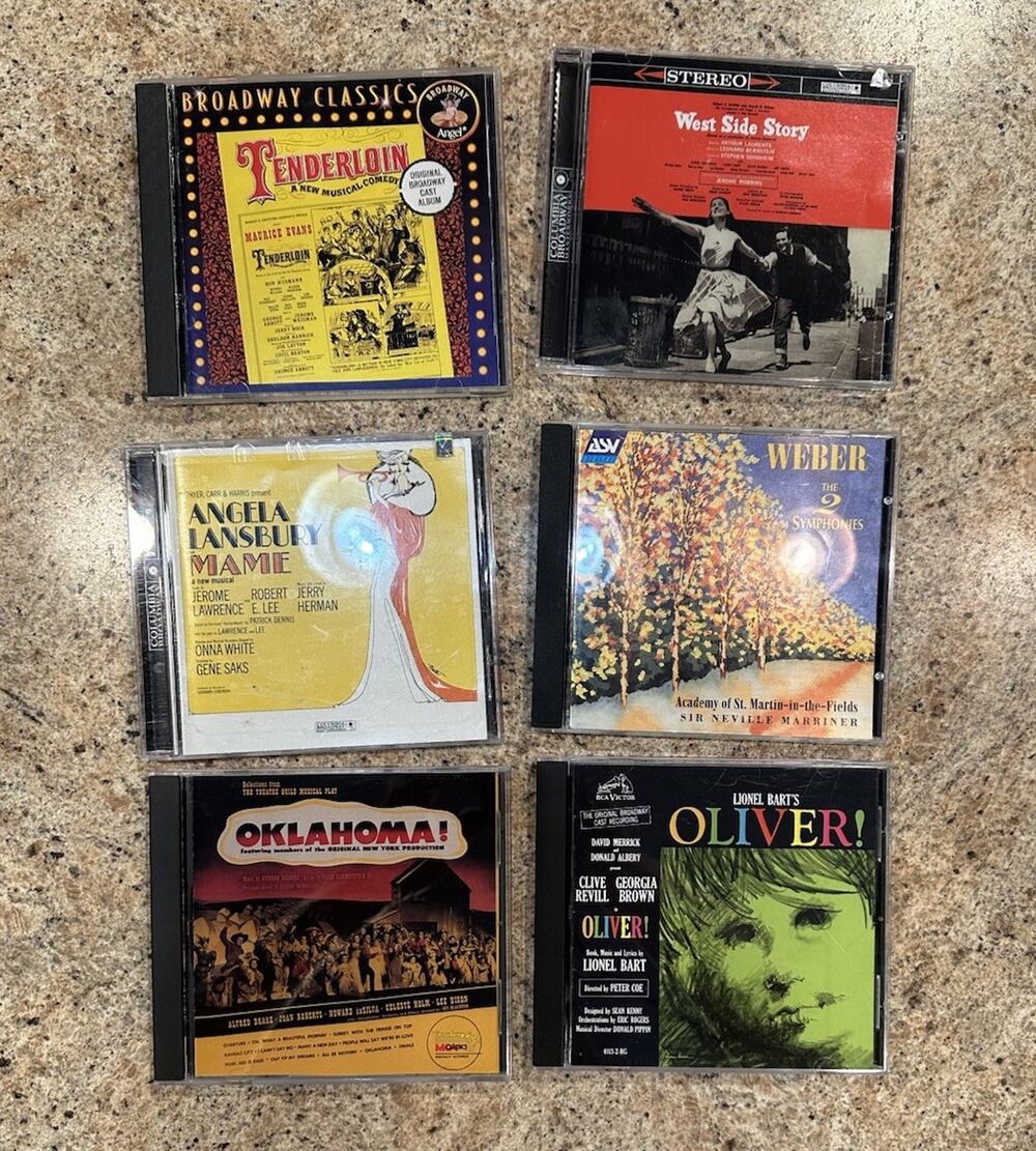 6 Music CDs Broadway Musical Music Set Mame Oliver West Side Story & More EUC!